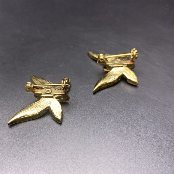 Butterfly Scatter Pin Set Small Brooch Lot Gold Tone Amber Rhinestone Vintage - Picture 6 of 6